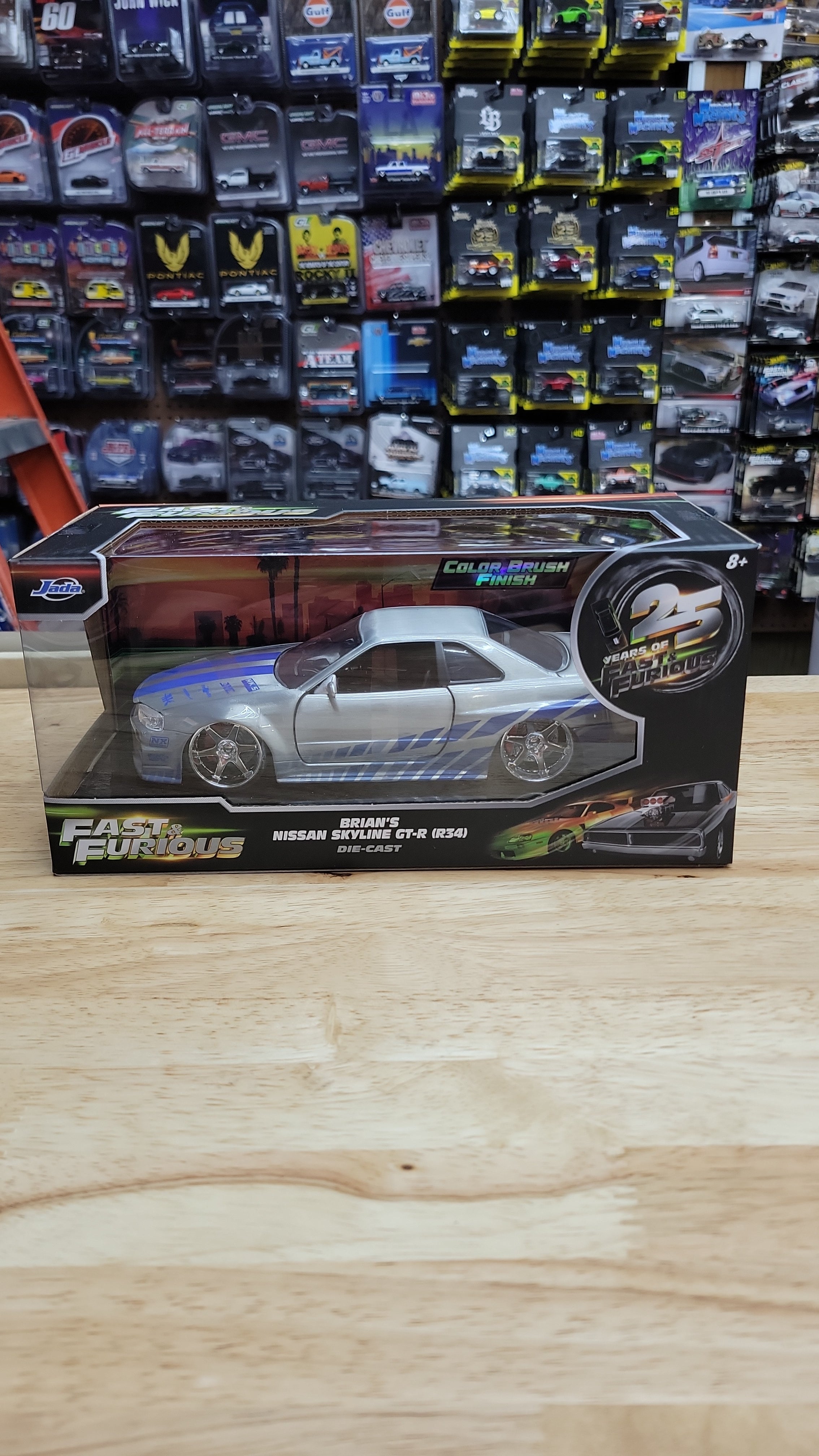 Jada 1:24 Scale Fast & Furious Brian's Nissan Skyline R34 Silver Brush Finish