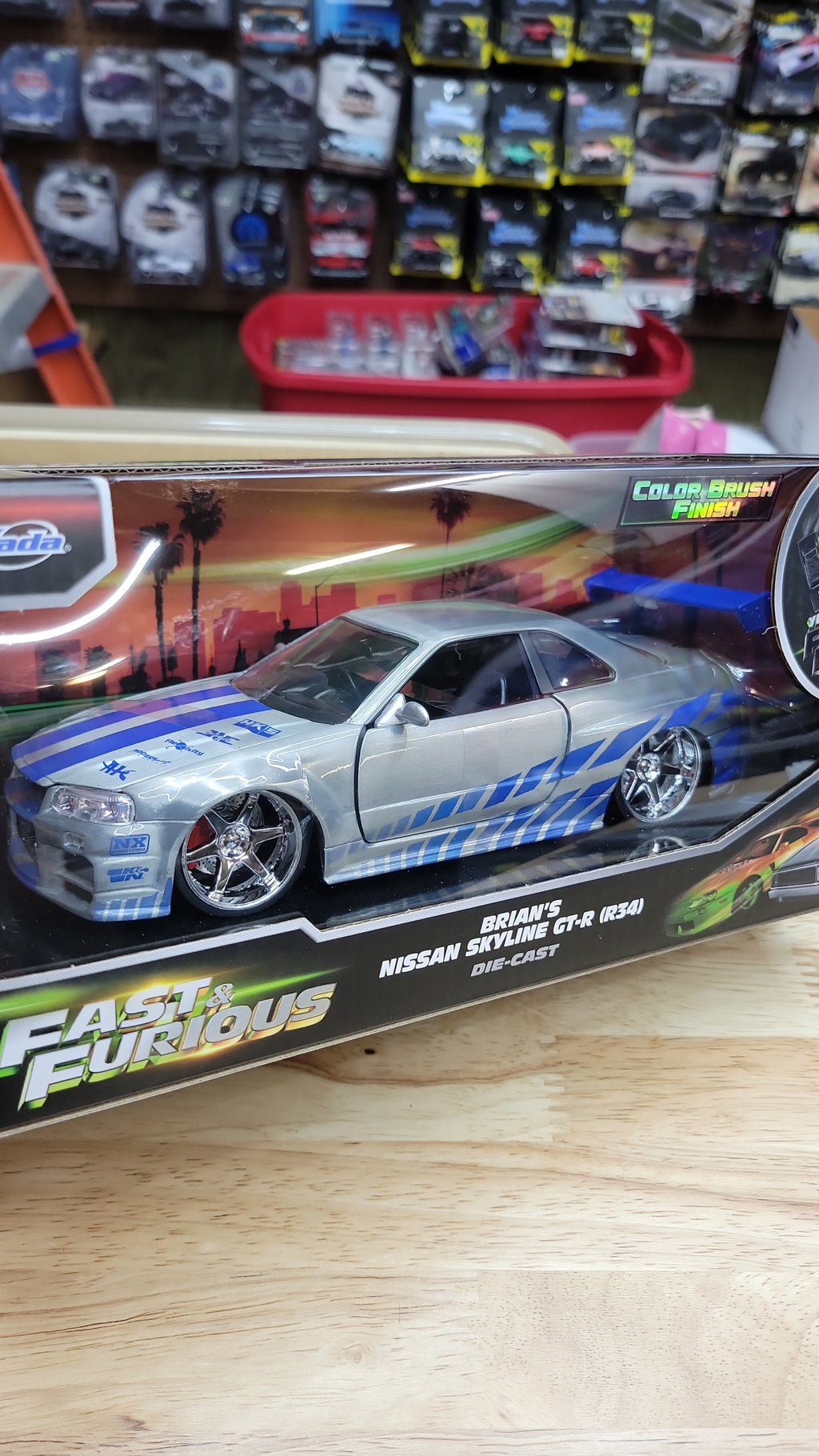 Jada 1:24 Scale Fast & Furious Brian's Nissan Skyline R34 Silver Brush Finish
