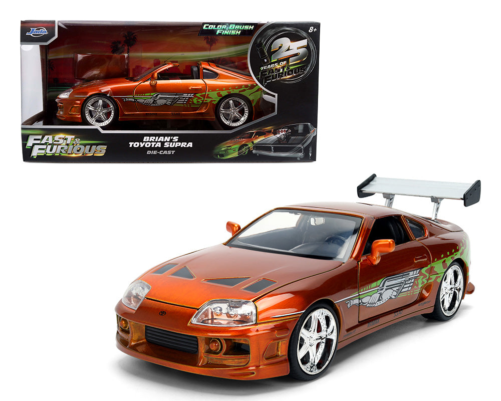 Jada 1:24 Scale Fast & Furious Brian's Toyota Supra Orange Color Brush Finish