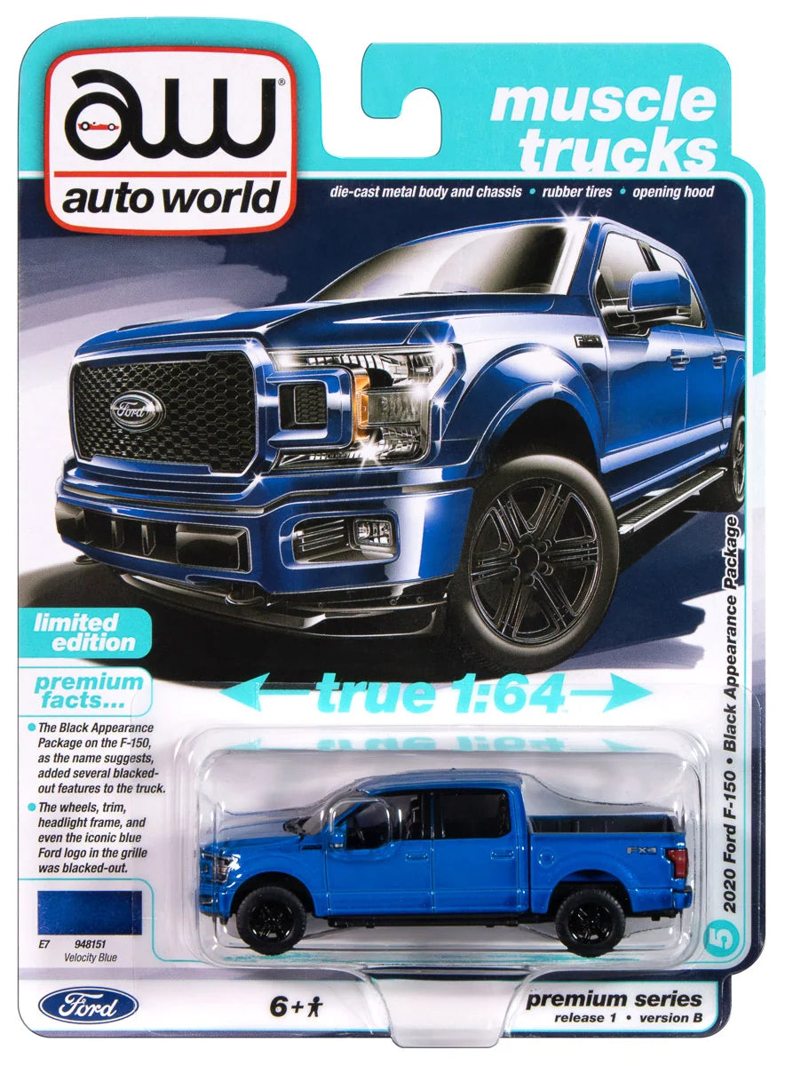 Auto World 2020 Ford F-150 Blue / Black Appearance Package Muscle Trucks