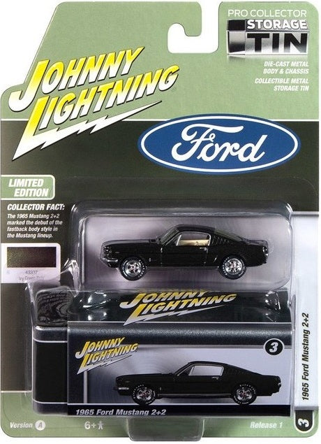 Johnny Lightning 1965 Ford Mustang 2+2 Collector Storage Tin Green