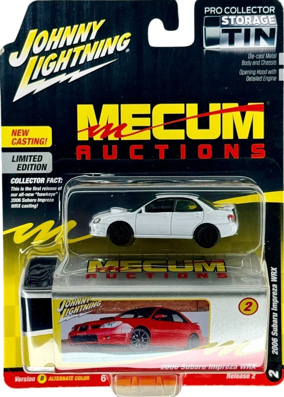 Johnny Lighting 2006 Subaru Impreza WRX Collector Storage Tin White