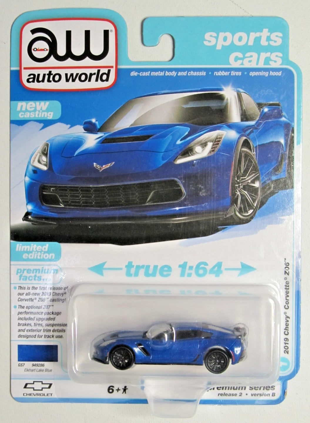 Auto World 2019 Chevrolet Corvette Z06 Blue Sports Cars