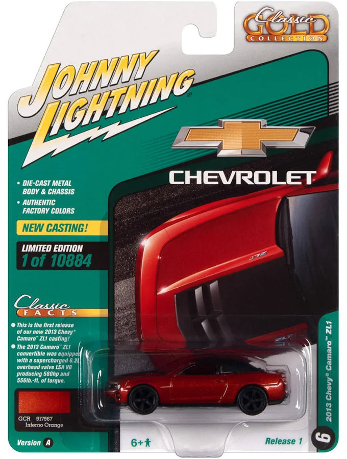 Johnny Lightning 2013 Chevrolet Camaro ZL! Orange Classic Gold